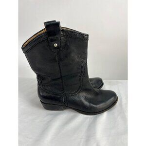 Fossil Women Black Leather Cowboy Western Festival Boots sz 7